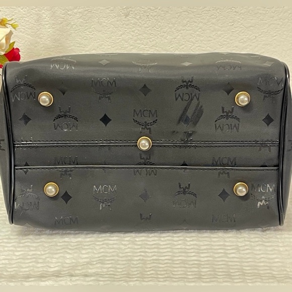 MCM Black Satchel with Gold Accents - Picture 8 of 13